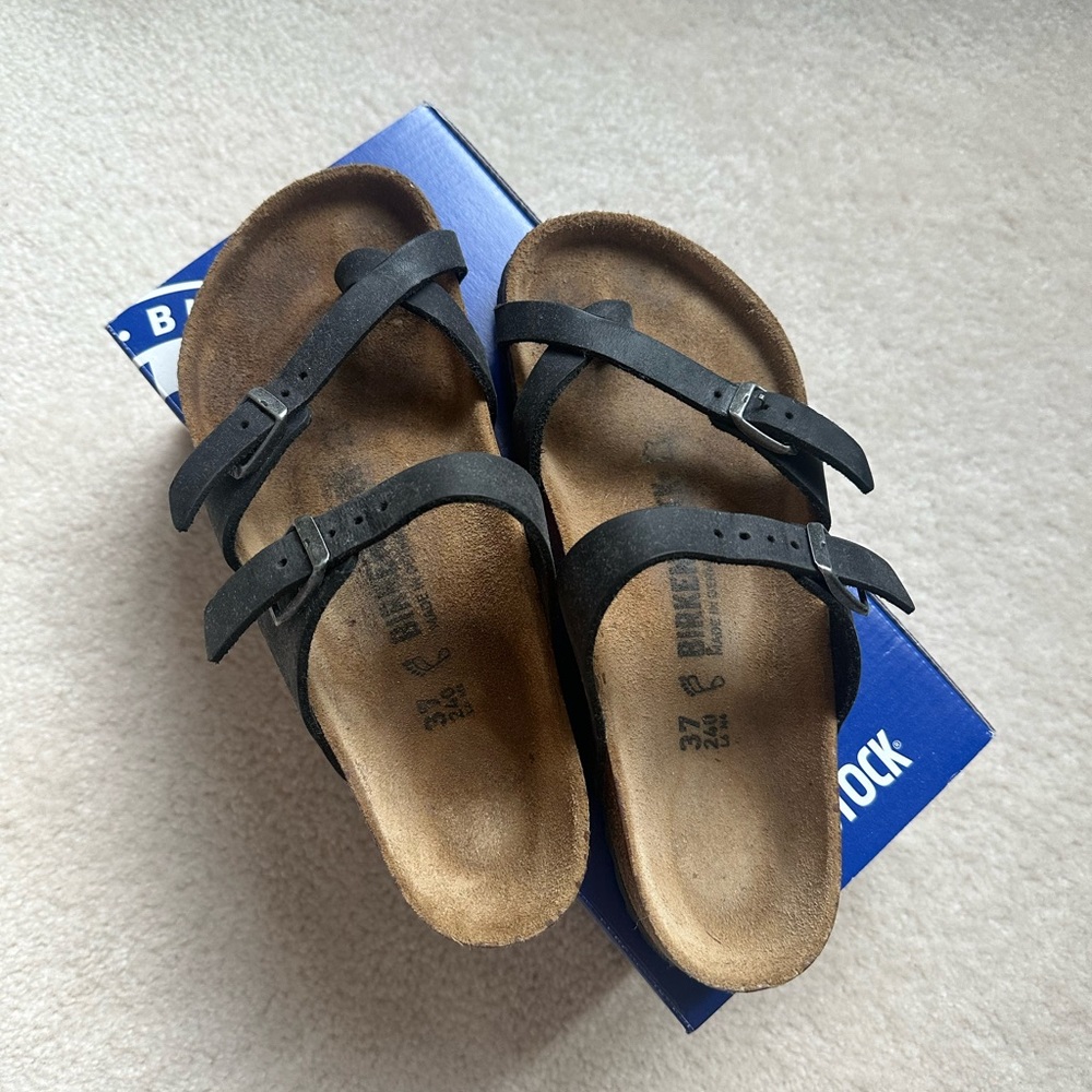 Birkenstock mayari oiled leather black sandals 37 - Picture 3 of 5